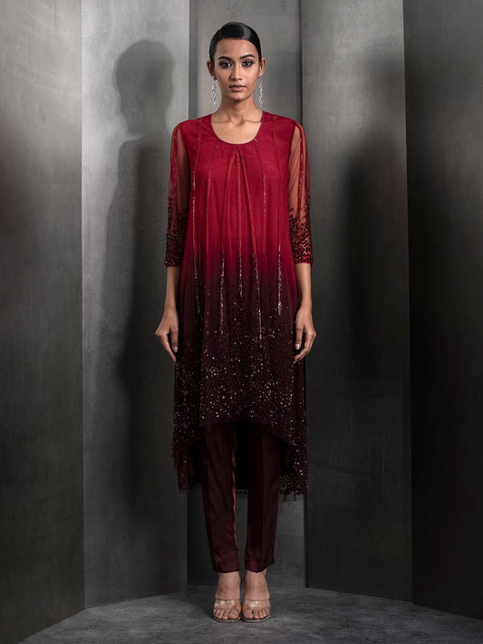 Yoke Embellished Ombre Kurta