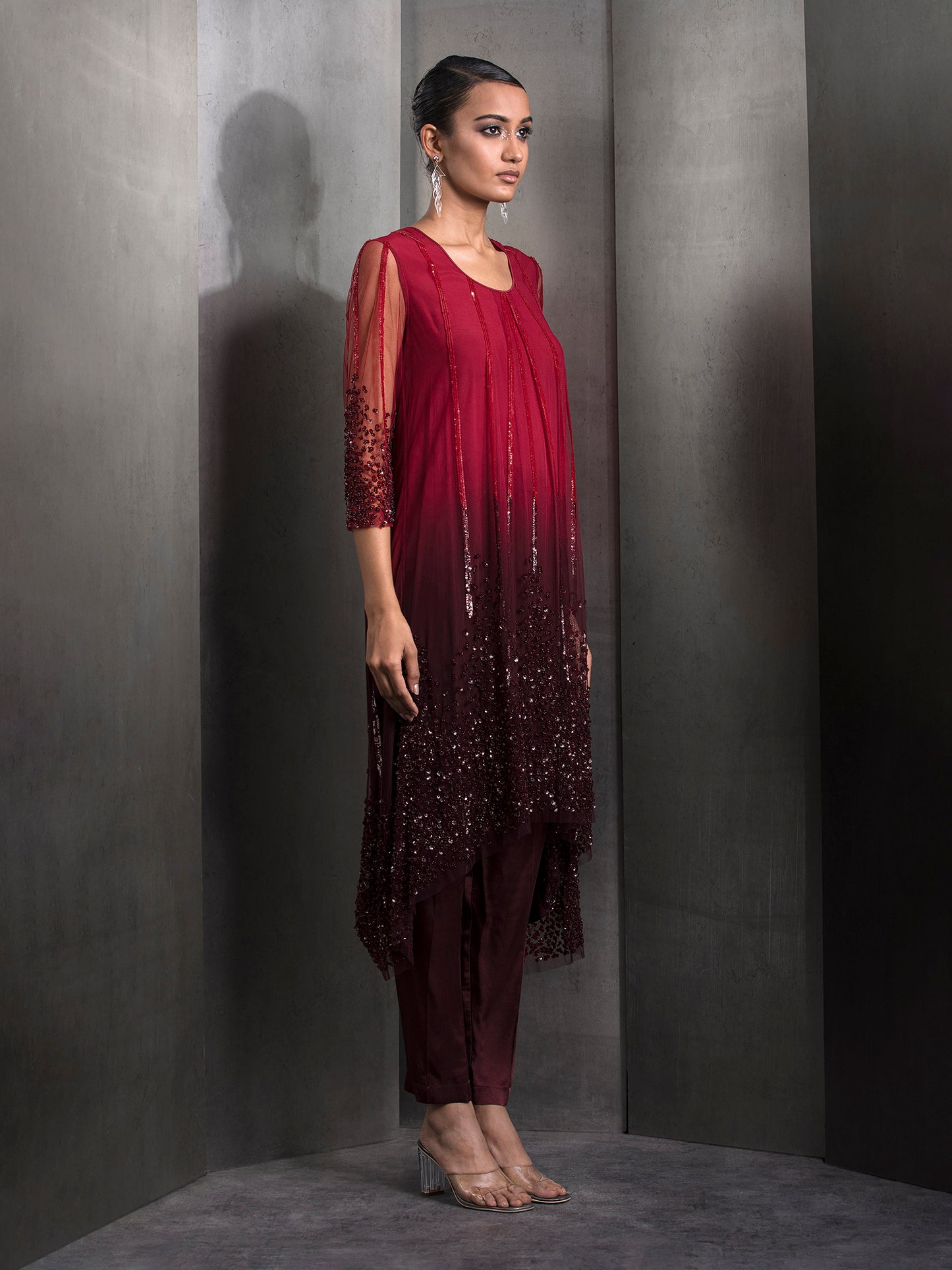 Yoke Embellished Ombre Kurta