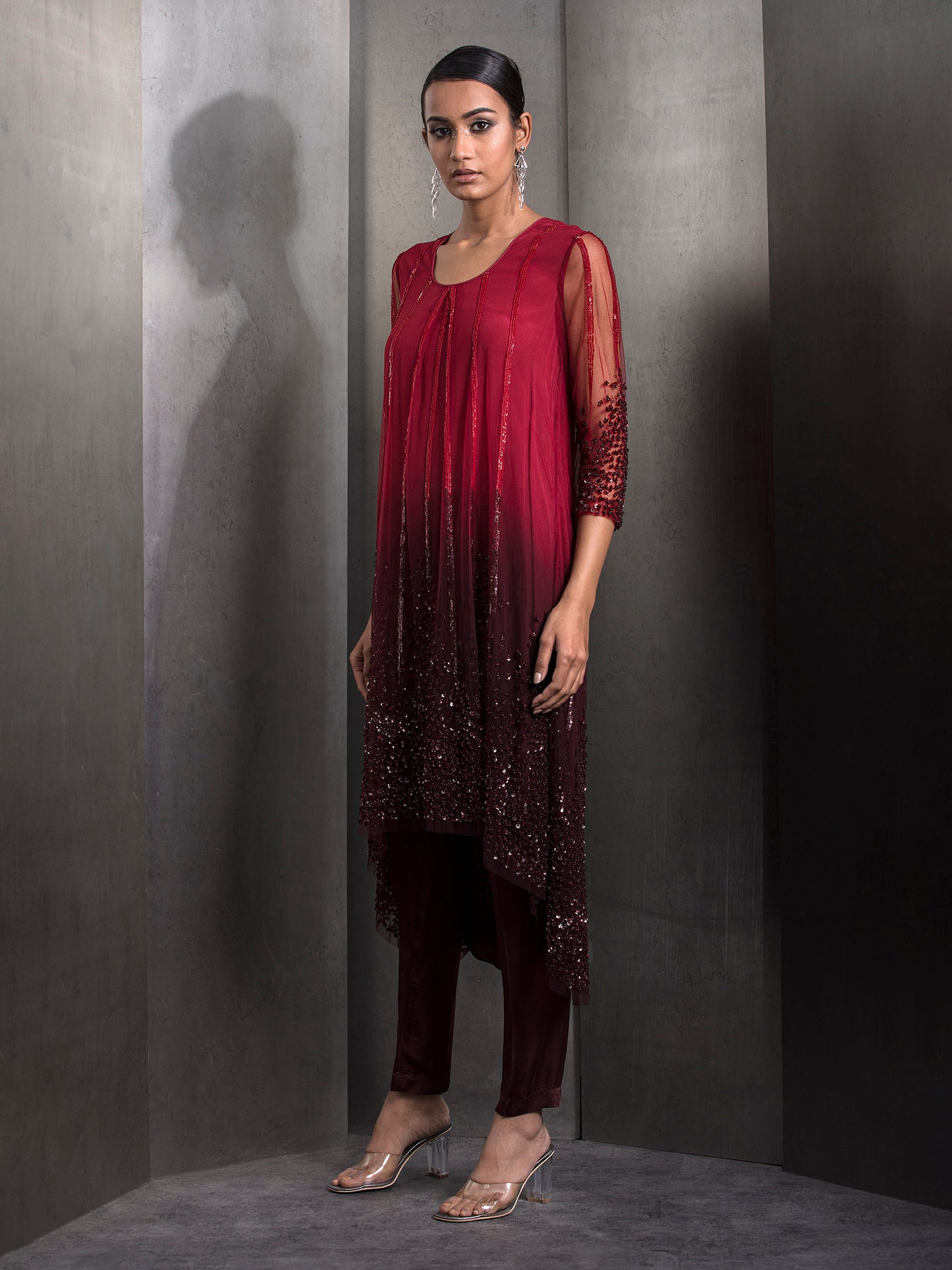 Yoke Embellished Ombre Kurta