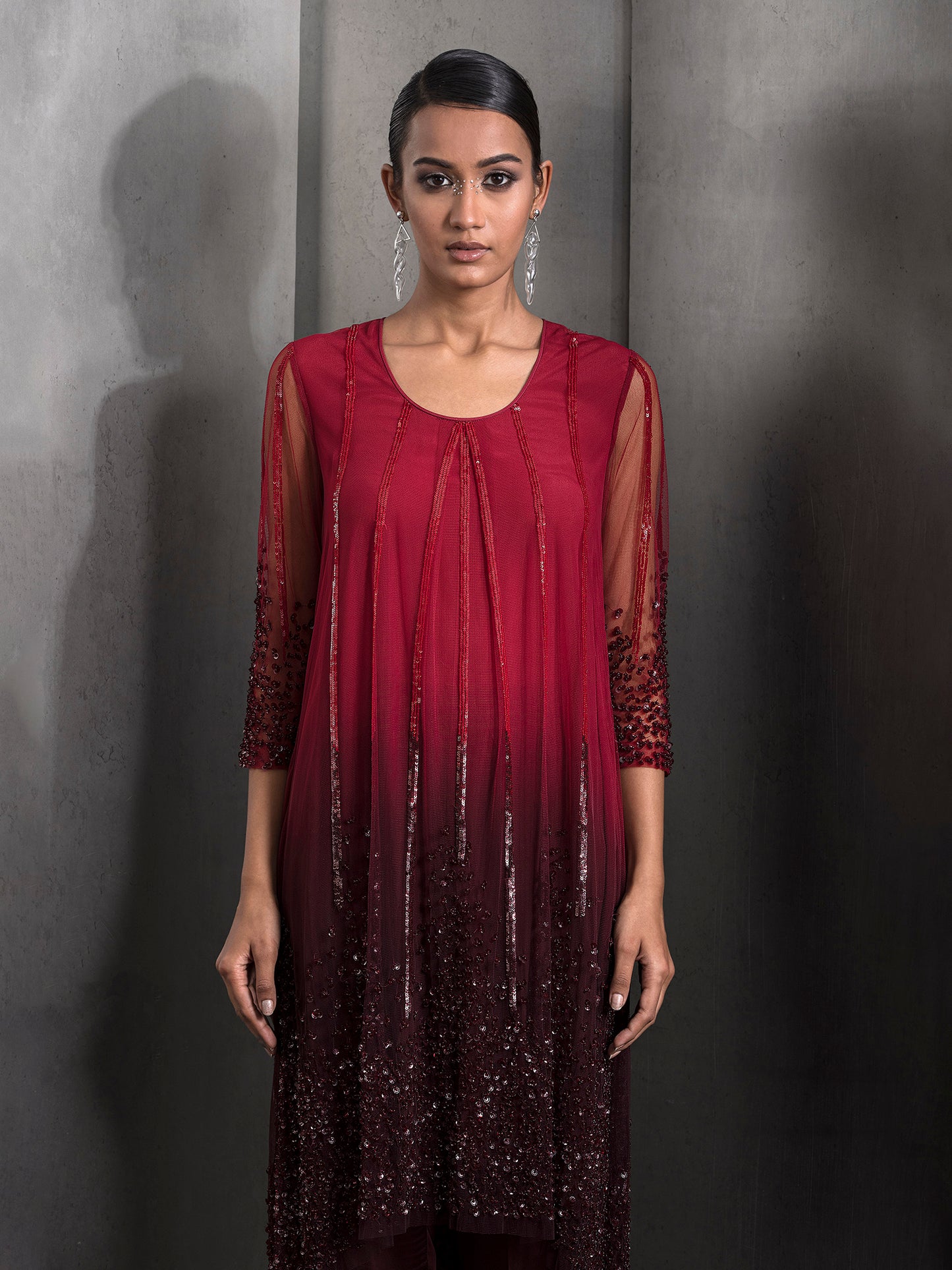 Yoke Embellished Ombre Kurta