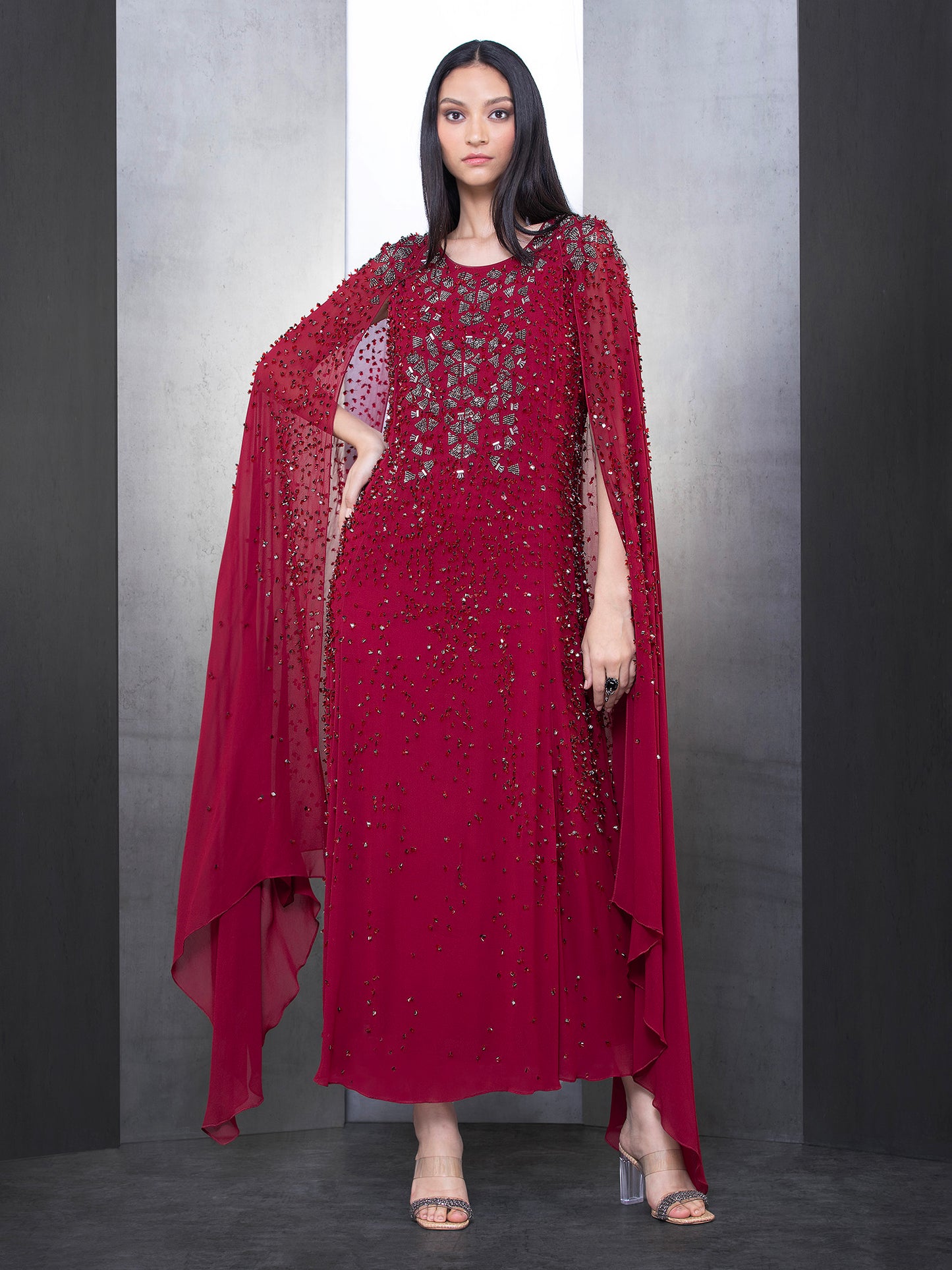 Fully Embroidered Flared Kaftan