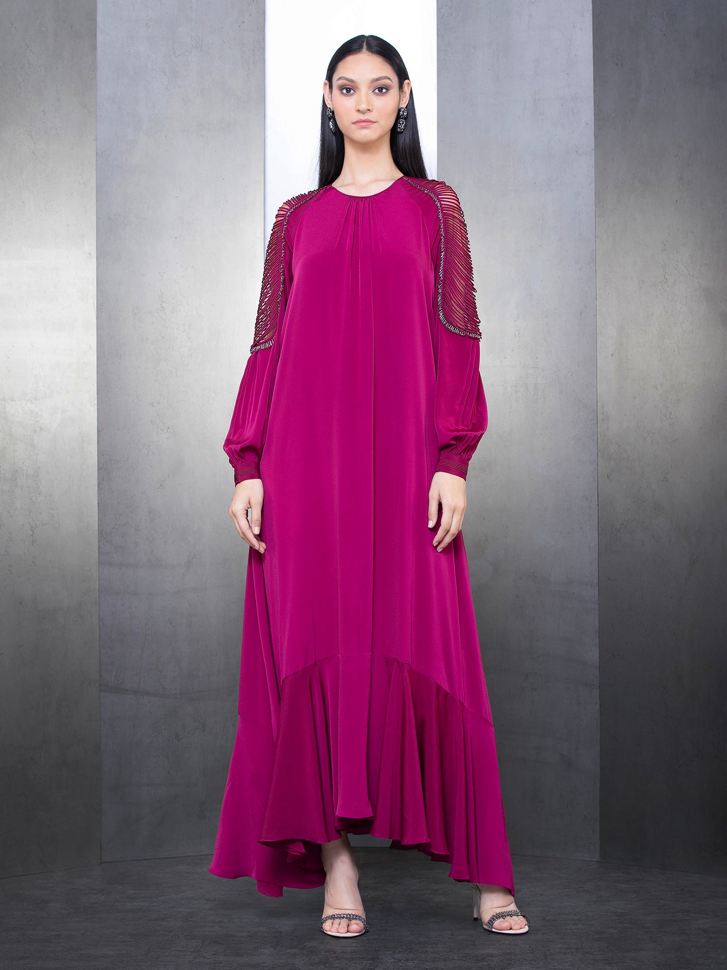 A Line Corded Sleeves Kaftan