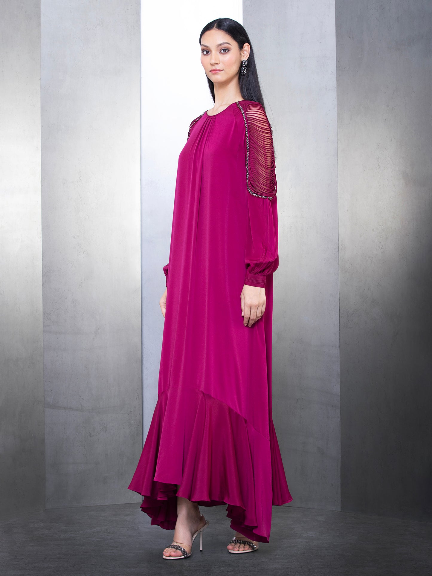 A Line Corded Sleeves Kaftan