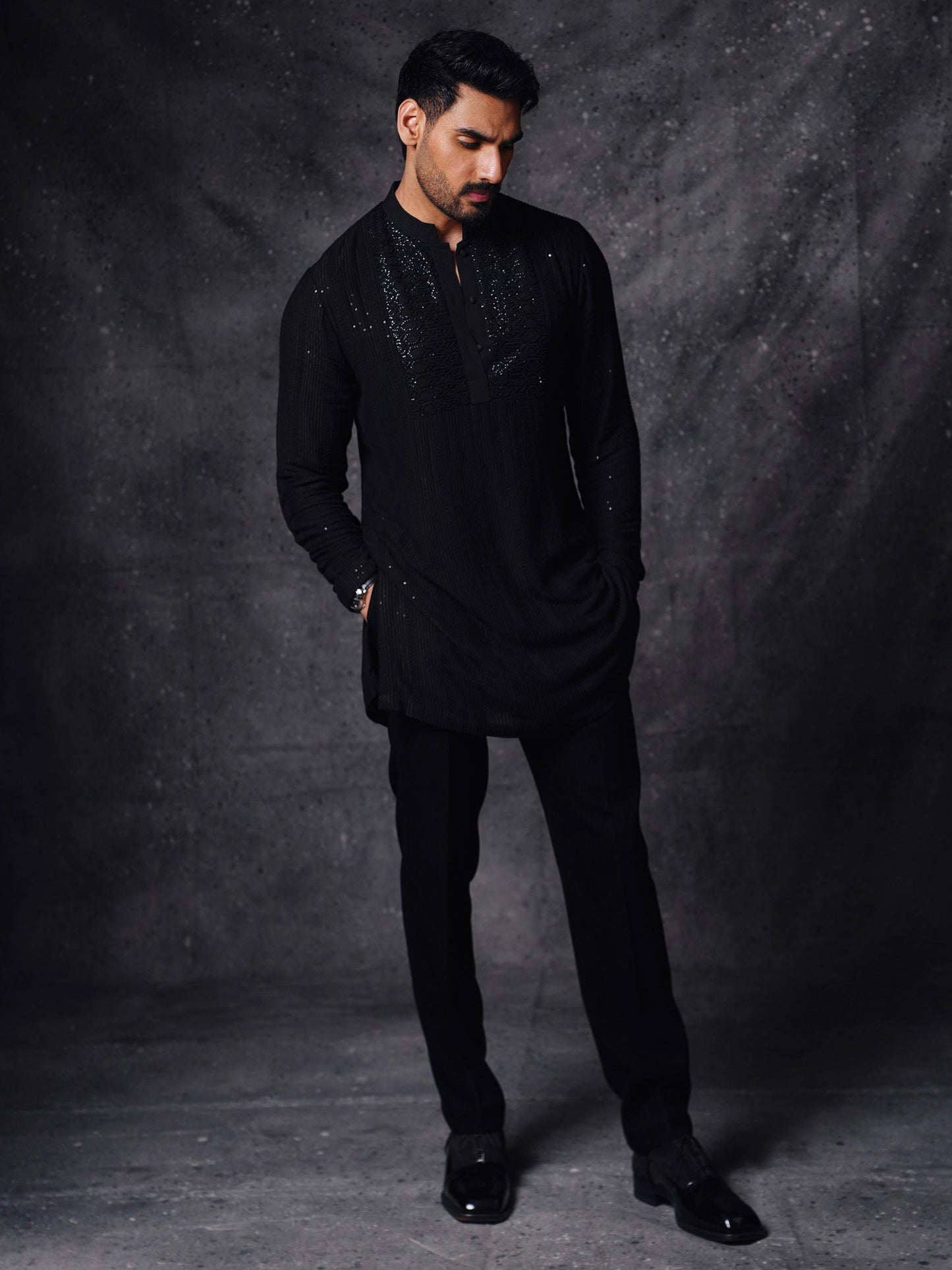 Ahan Shetty In Embellished Black Kurta