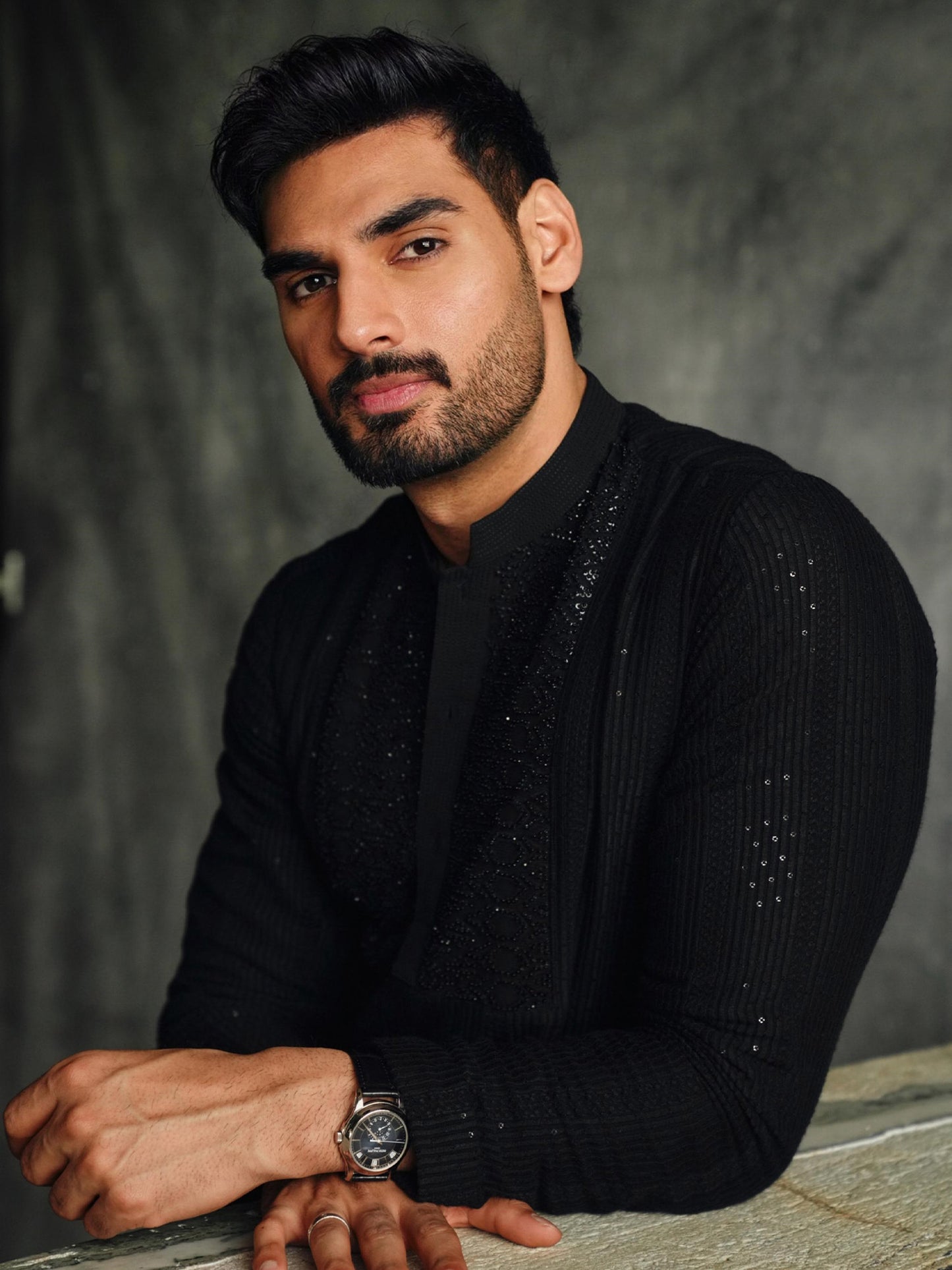 Ahan Shetty In Embellished Black Kurta