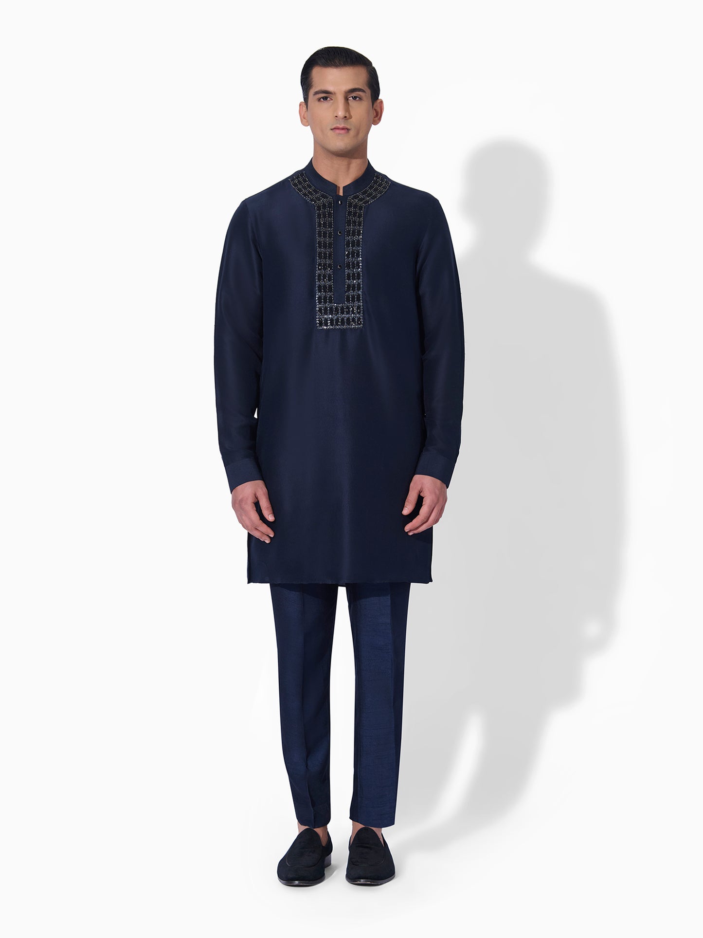 French Navy Pin-Tuck Kurta Set