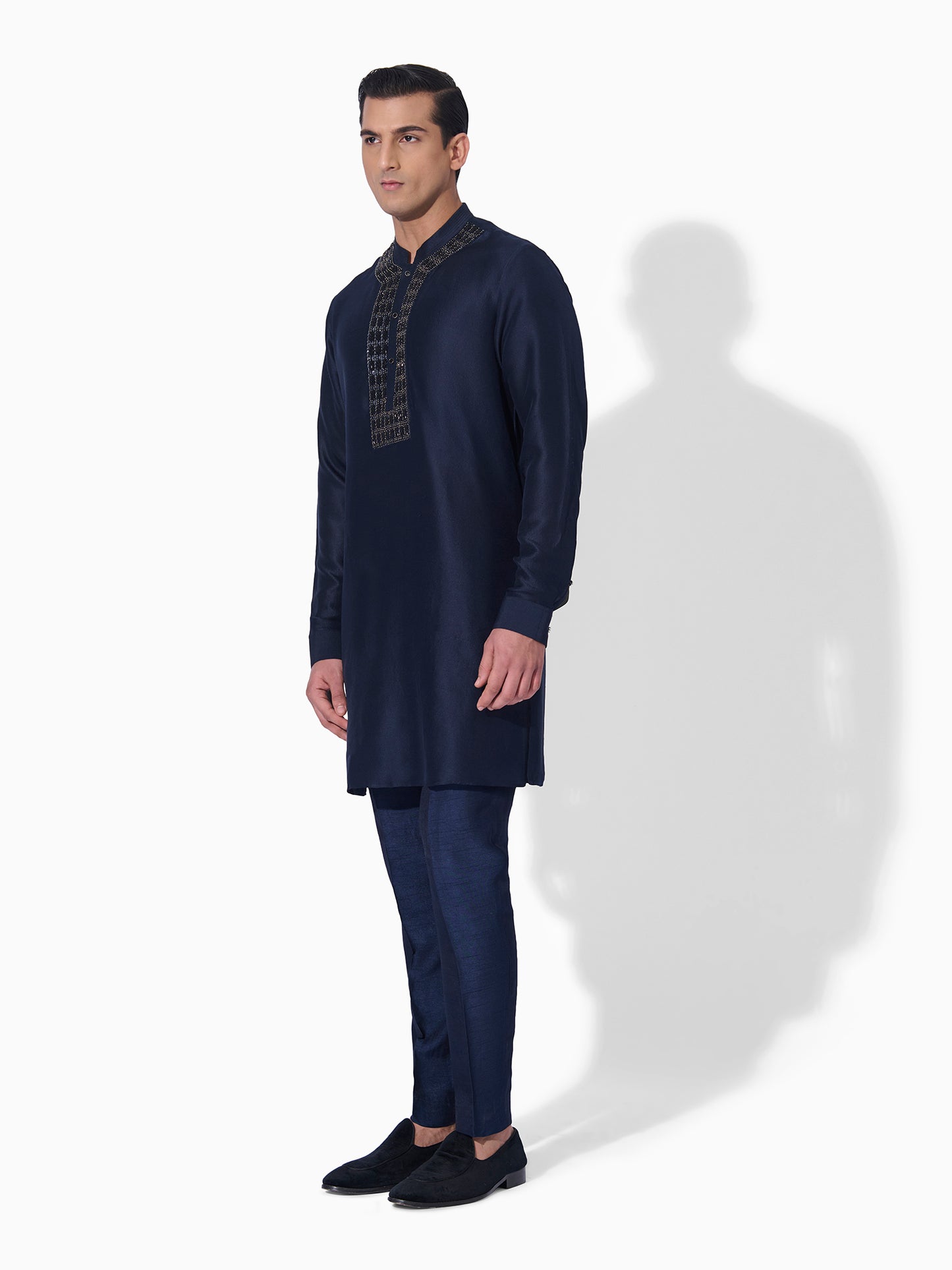 French Navy Pin-Tuck Kurta Set