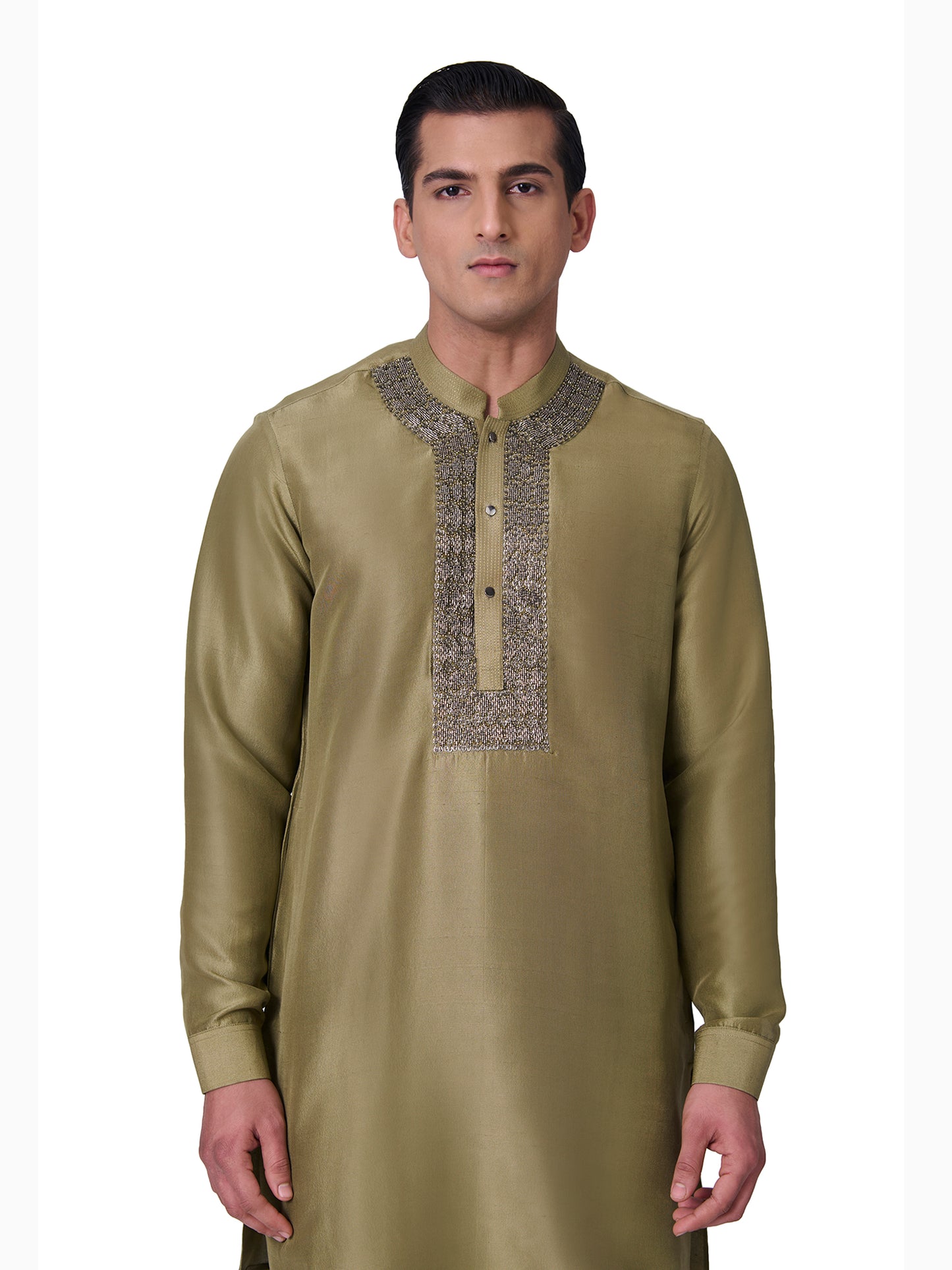 Ash Green Embroidered Kurta Set