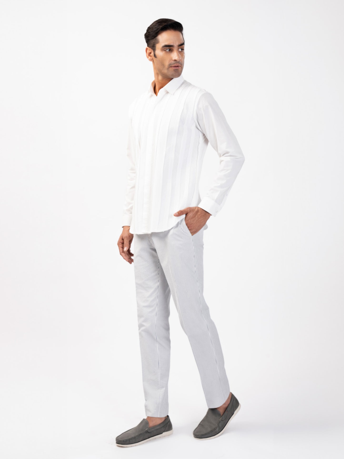 Herringbone Pintuck Shirt