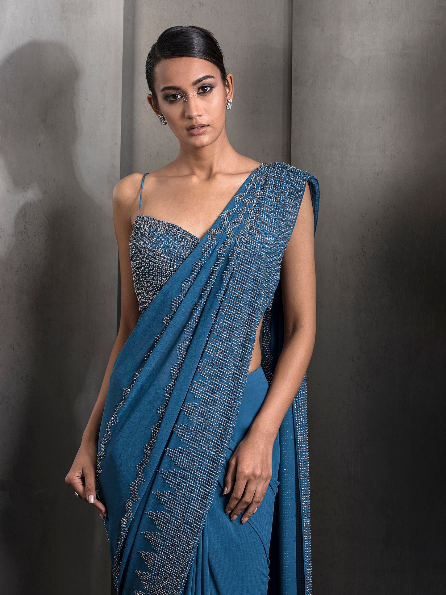 Pre Stitched Embellished Sari