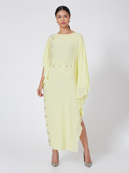 Asymmetric Embellished Panel Flowy Dress